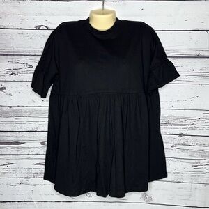 ASOS Petite NWT Size 4 Black Oversized Babydoll Style Tunic Knit Top Shirt